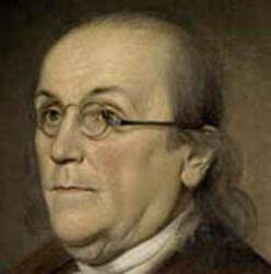Benjamin Franklin with bifocal glasses