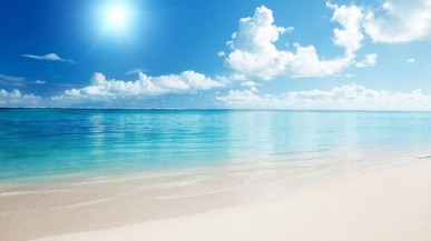 Blue waters of Tobago on a sunny beach