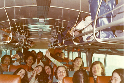 busload of high school seniors heading to pinegrove dude ranch