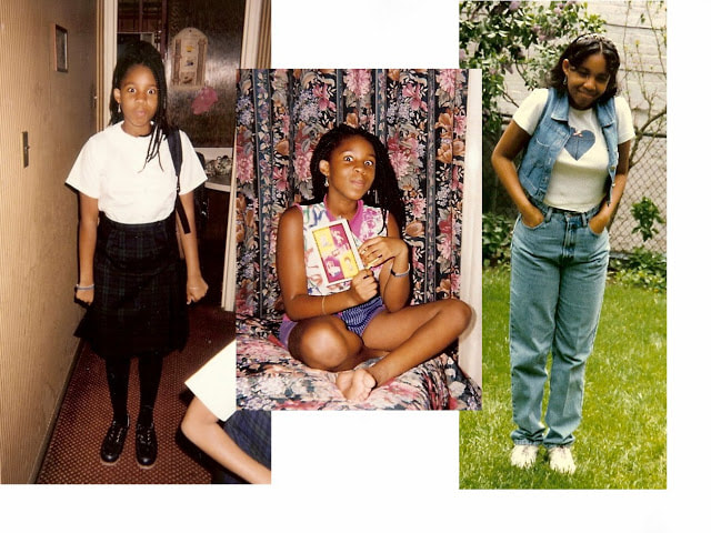 Danielle age 10 to 12. Happily standing and sitting.