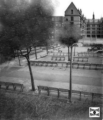 Little Park with PS 170 seen through trees