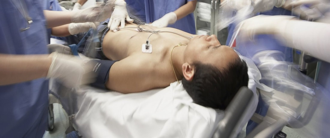 man near death on operating table