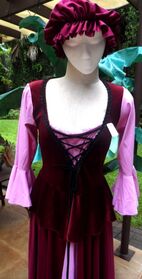 Long dress and floppy hat on mannequin