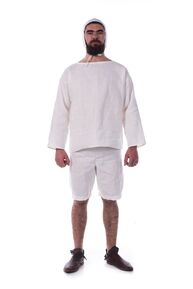 Man in shirt and short sleepwear