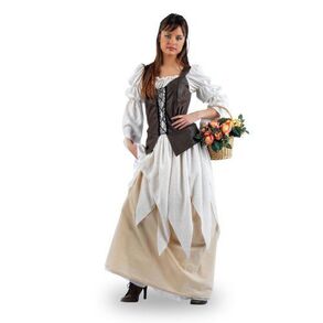 Peasant woman with basket of flowers