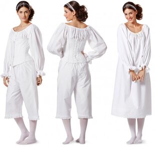 Woman in one and two piece night clothing