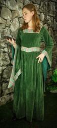 Woman with long velour dress