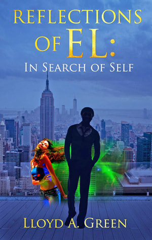 Self 1. Slim man walking next to woman floating book cover. 