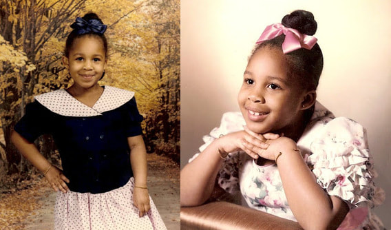 Two cute girls with pretty dresses