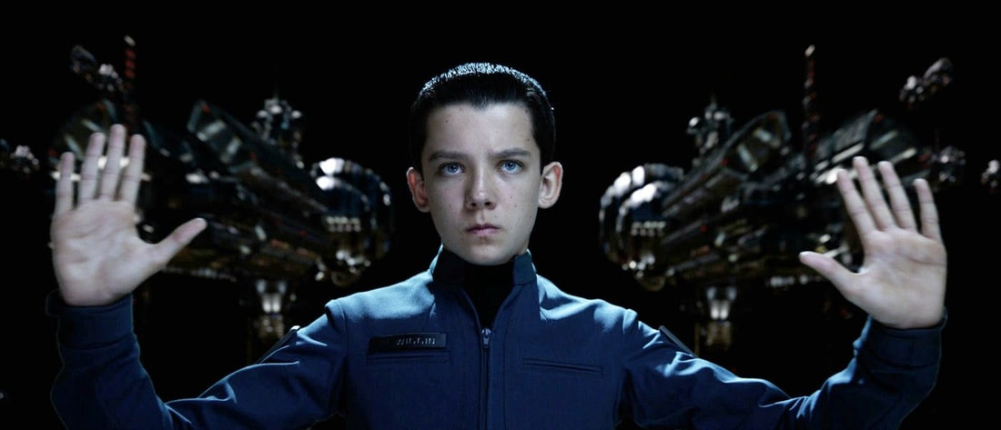 Young Ender with hands held wide apart